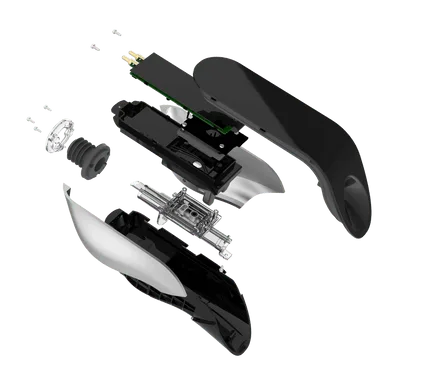 Exploded view van de Aveine wijnbeluchter met alle interne onderdelen